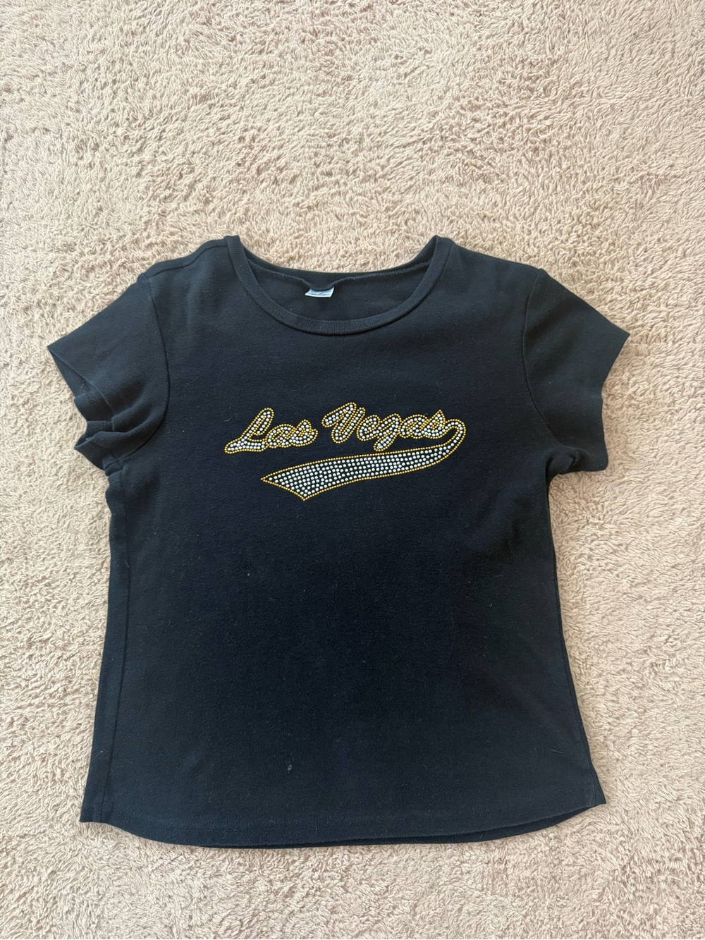Women's Black 'Las Vegas' Rhinestone Tee